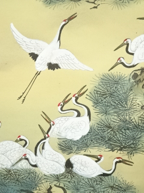 道具 ] - 道具 玉峰筆 縁起百鶴之図 肉筆絹本掛軸（保護箱） | ネット